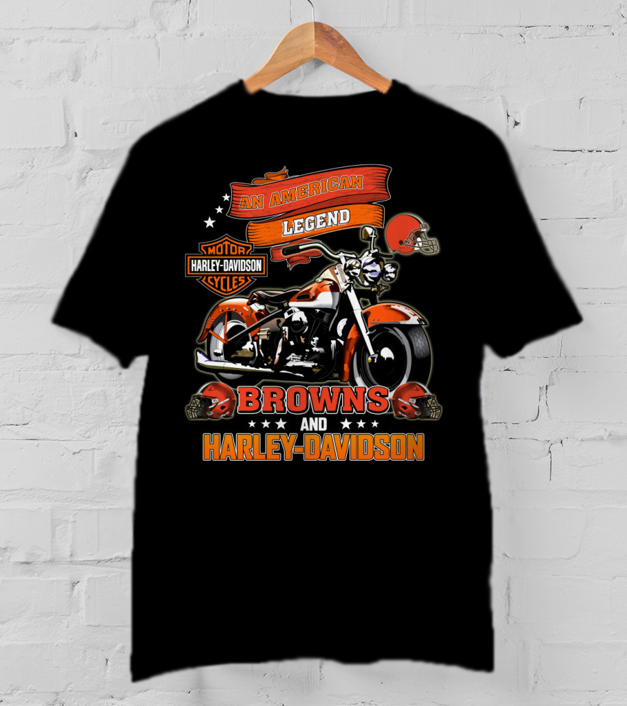 An American Legend Browns And Harley Davidson T-Shirt