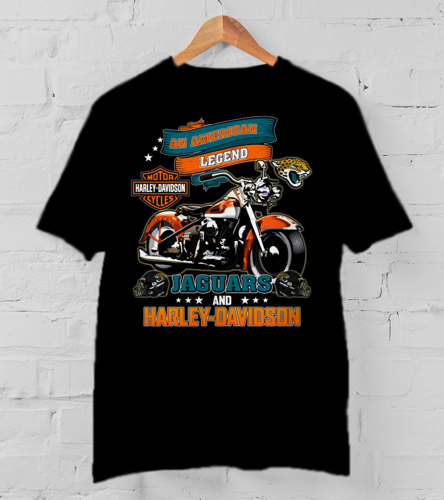 An American Legend Jaguars And Harley Davidson Nfl Motorcycle Tribute T-Shirt