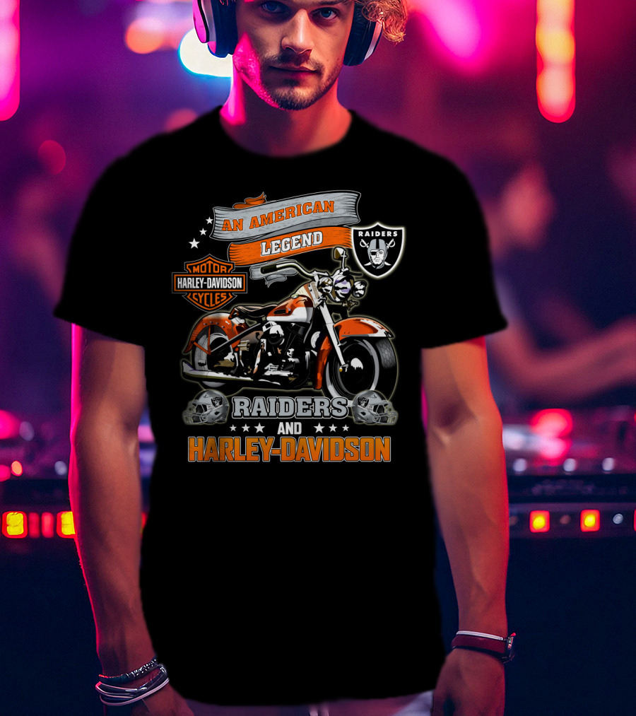 An American Legend Raiders And Harley Davidson T-Shirt