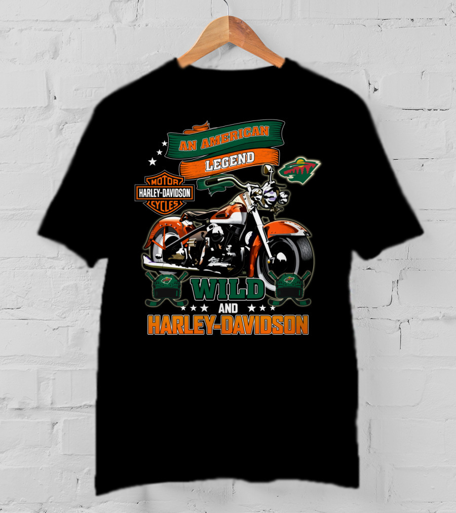 An American Legend Minnesota Wild And Harley Davidson Nhl T-Shirt