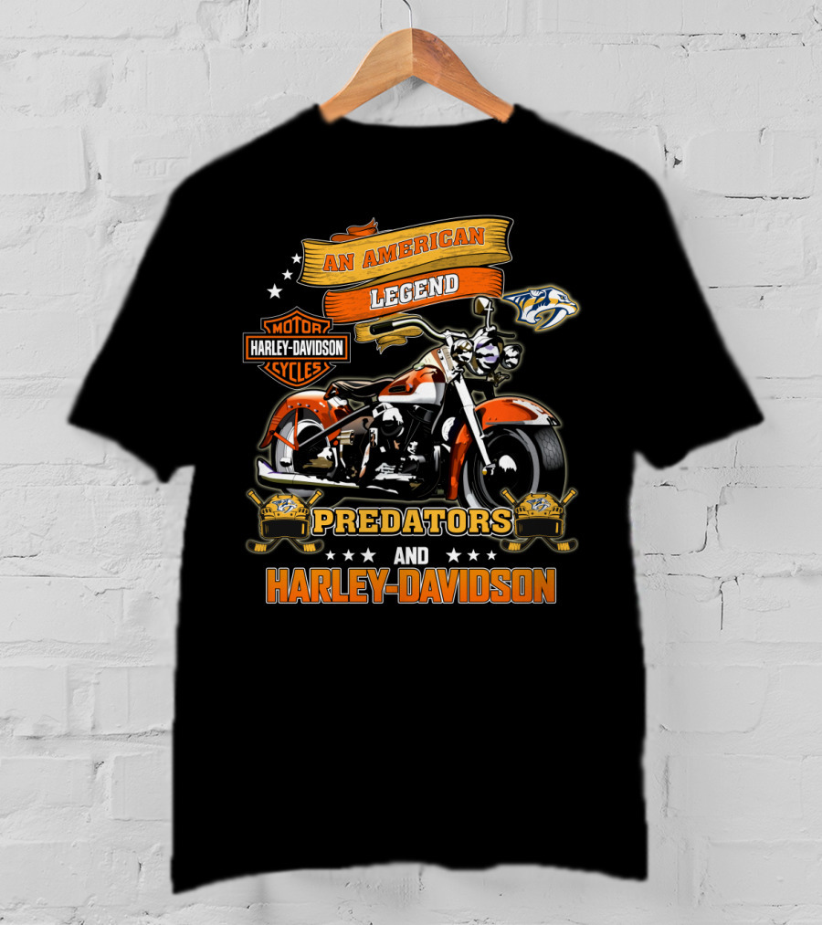 Nashville Predators And Harley Davidson An American Legend Motor Cycles T-Shirt