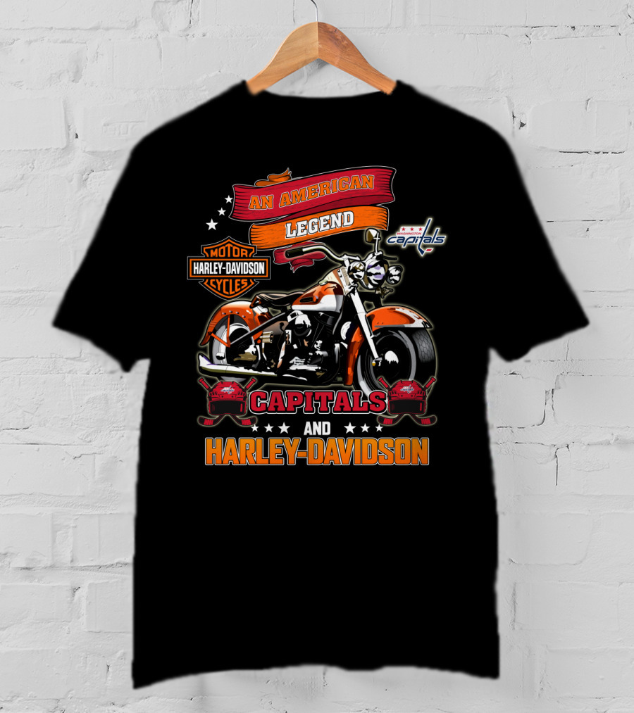 An American Legend Washington Capitals And Harley Davidson Motor Cycles T-Shirt