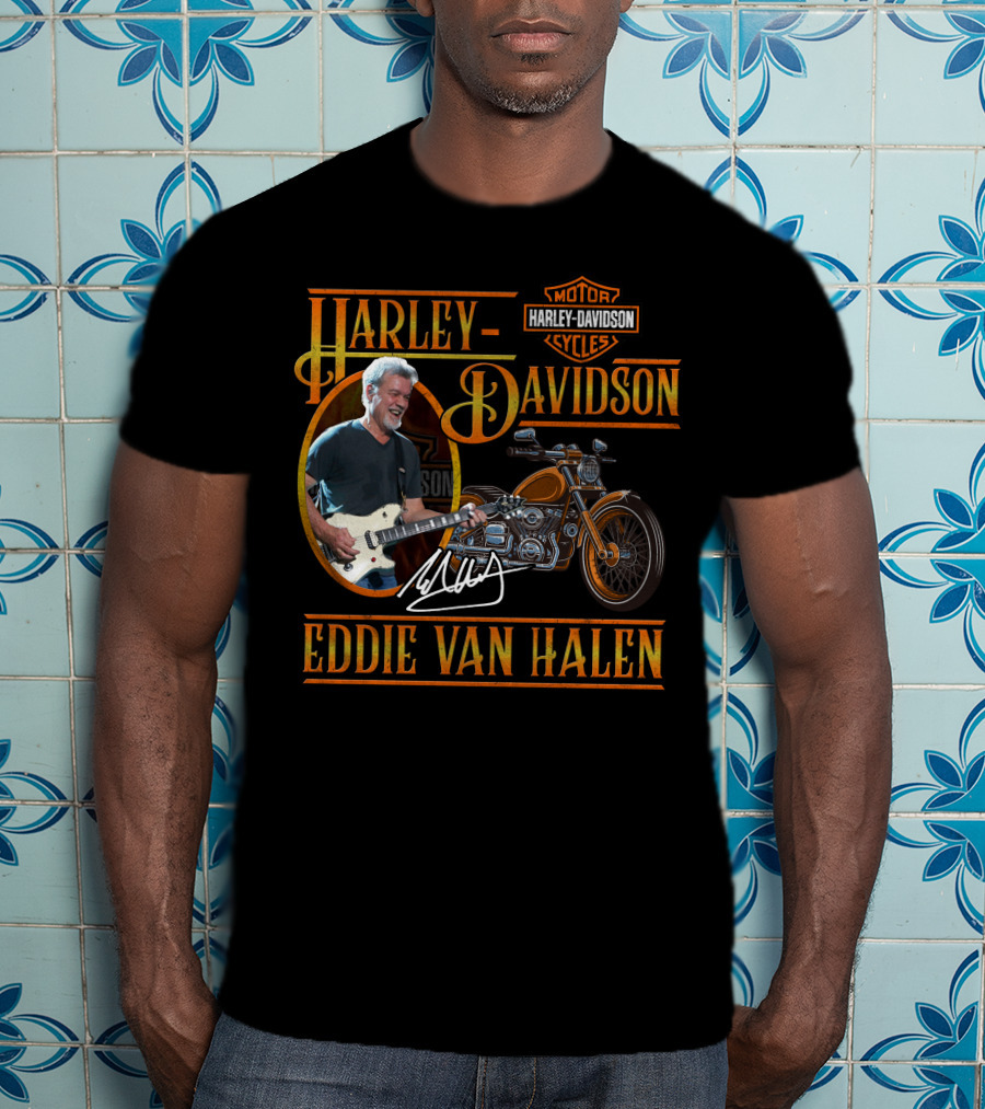 Harley Davidson Eddie Van Halen Motor Cycles Iconic Collaboration T-Shirt