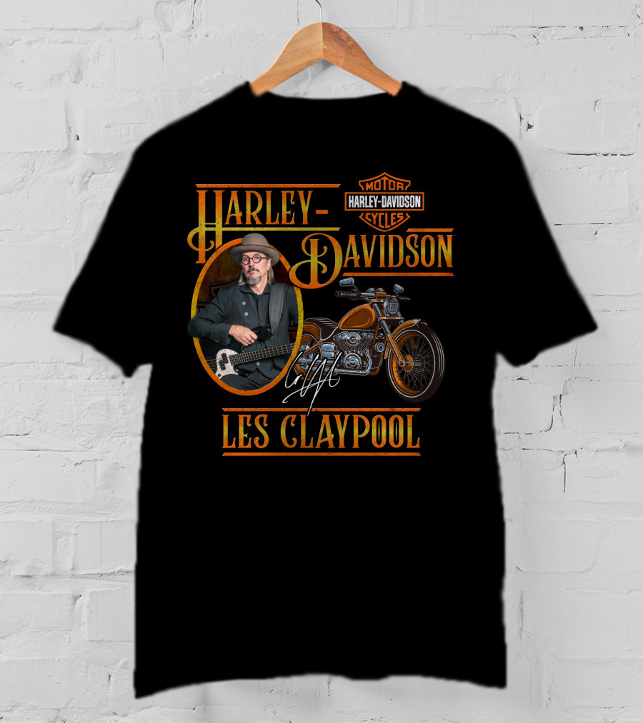 Harley Davidson Les Claypool Motorcycles Logo Bass Guitar T-Shirt