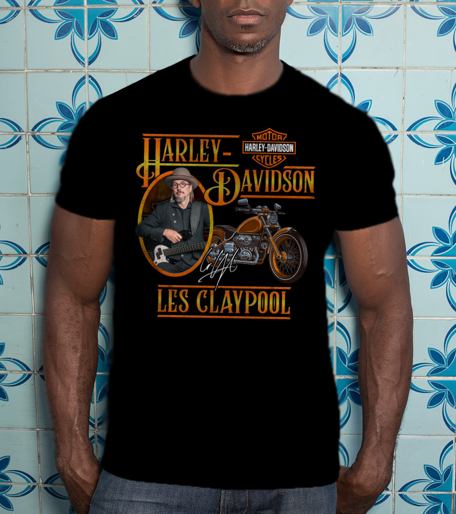 Harley Davidson Les Claypool Motorcycles Logo Bass Guitar T-Shirt