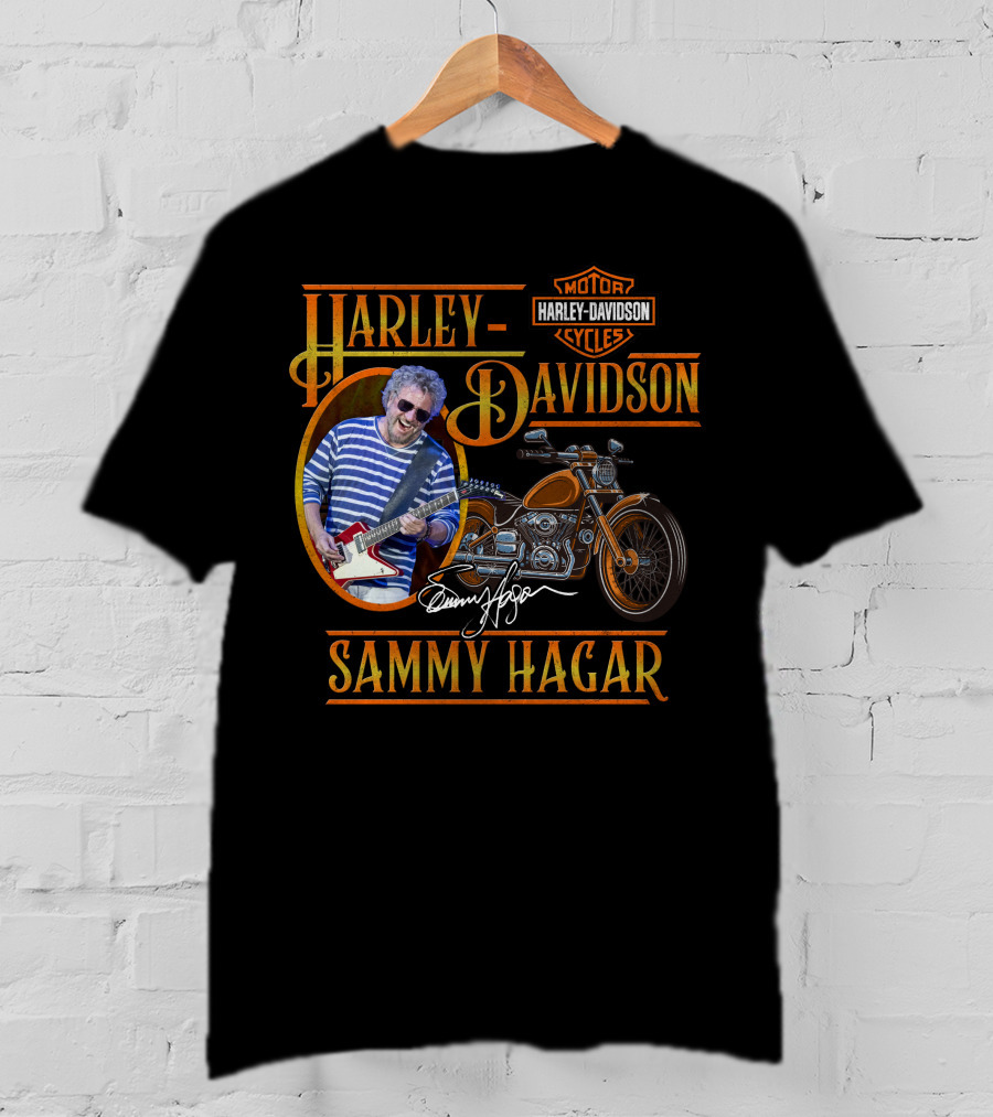 Harley Davidson Sammy Hagar Motor Cycles Signature Guitar Motorcycle T-Shirt
