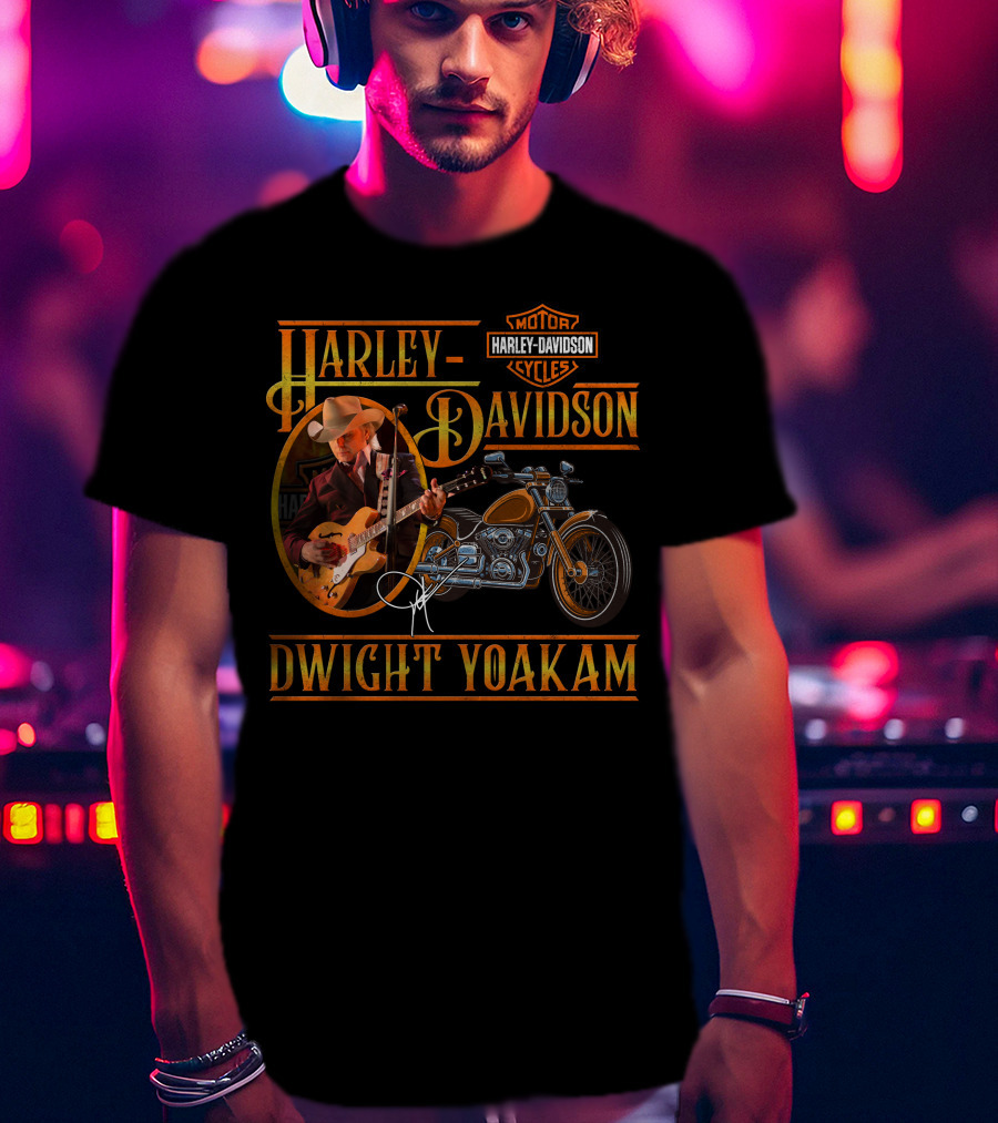 Harley Davidson Dwight Yoakam Motor Cycles Vintage Guitar T-Shirt