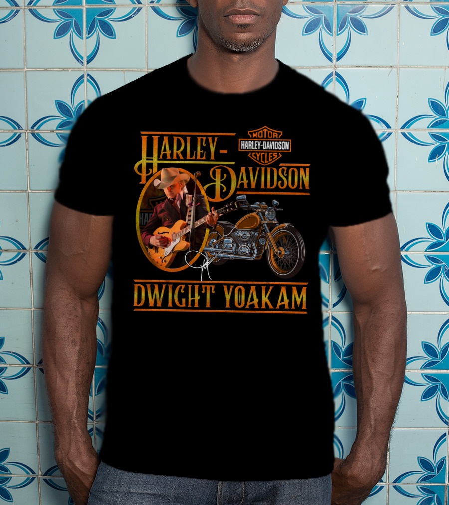 Harley Davidson Dwight Yoakam Motor Cycles Vintage Guitar T-Shirt