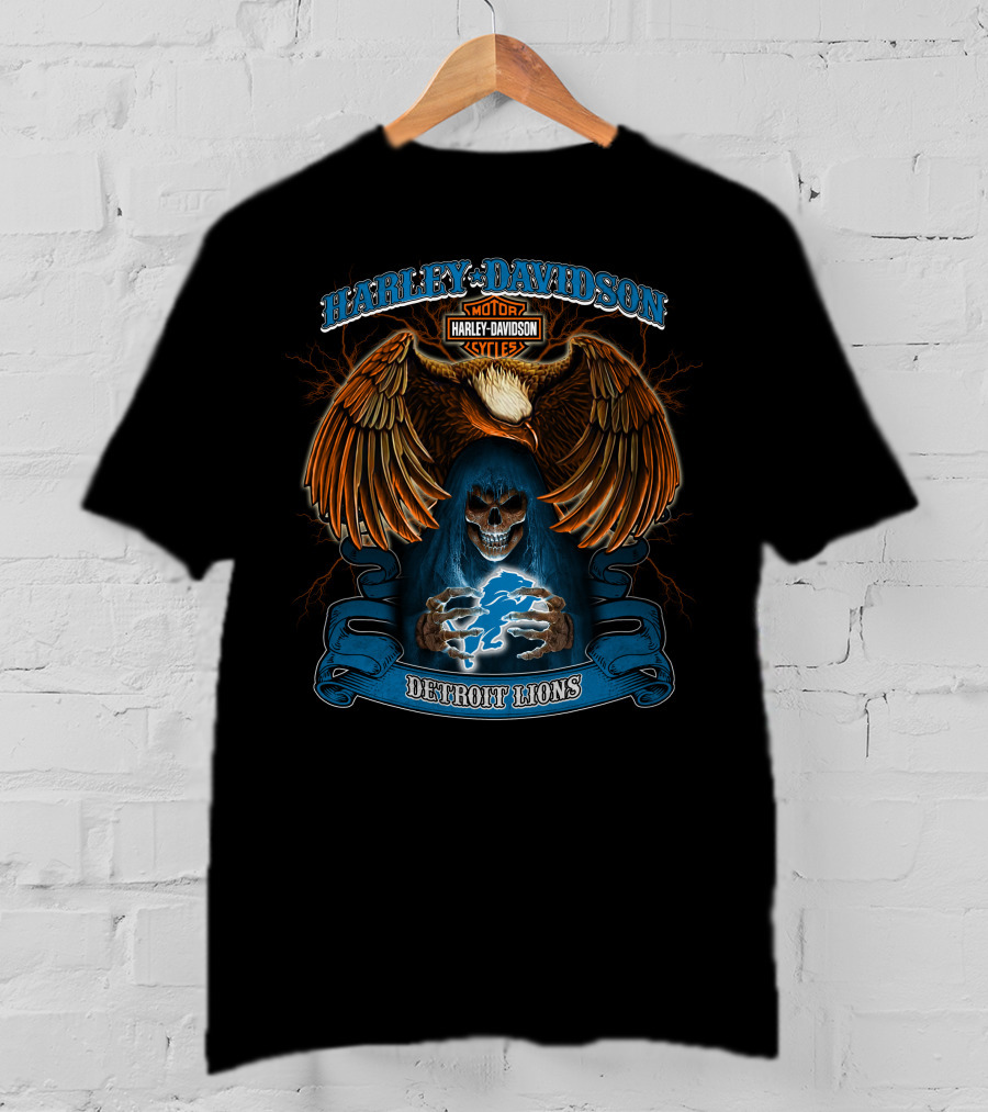 Harley Davidson Motor Cycles Detroit Lions Nfl Hl T-Shirt