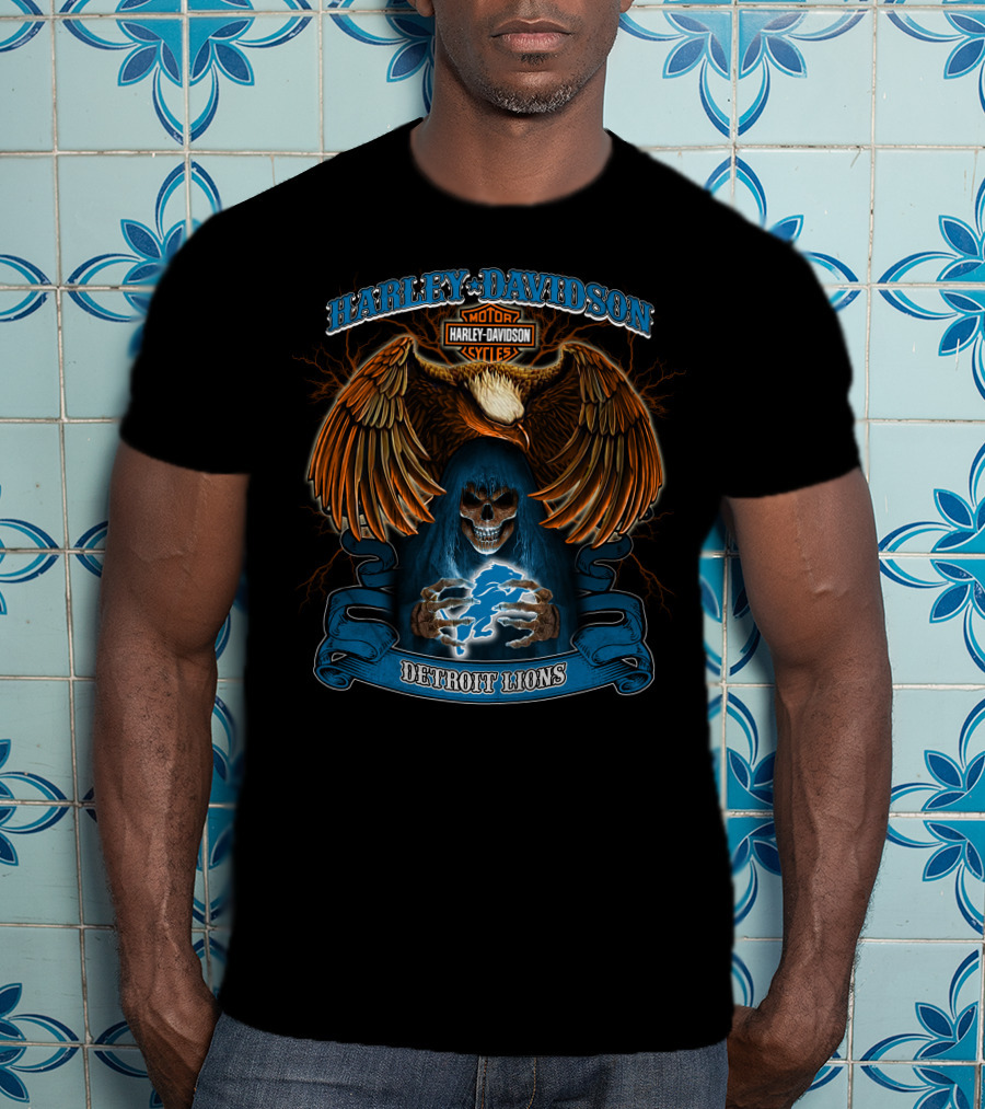 Harley Davidson Motor Cycles Detroit Lions Nfl Hl T-Shirt