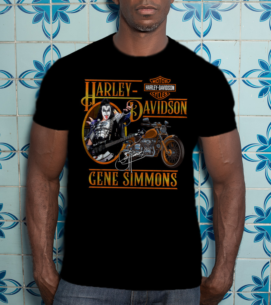 Harley Davidson Motor Cycles Gene Simmons Signature T-Shirt