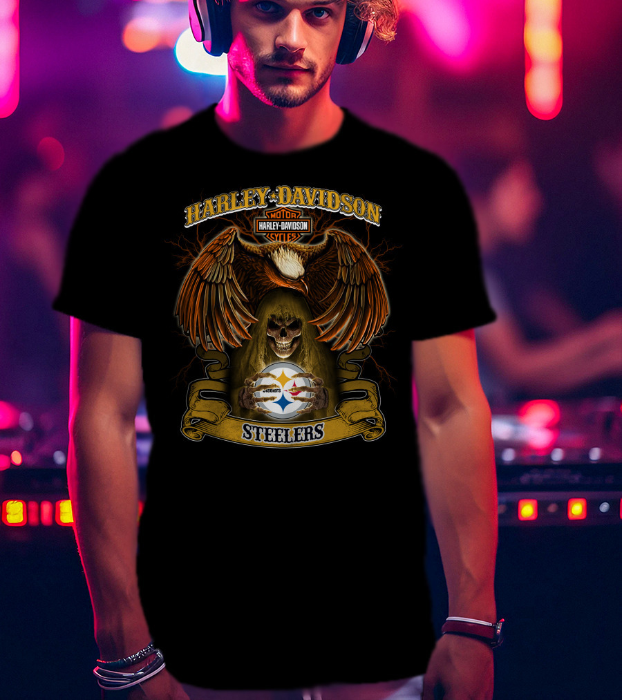 Harley Davidson Motorcycles Pittsburgh Steelers Nfl T-Shirt