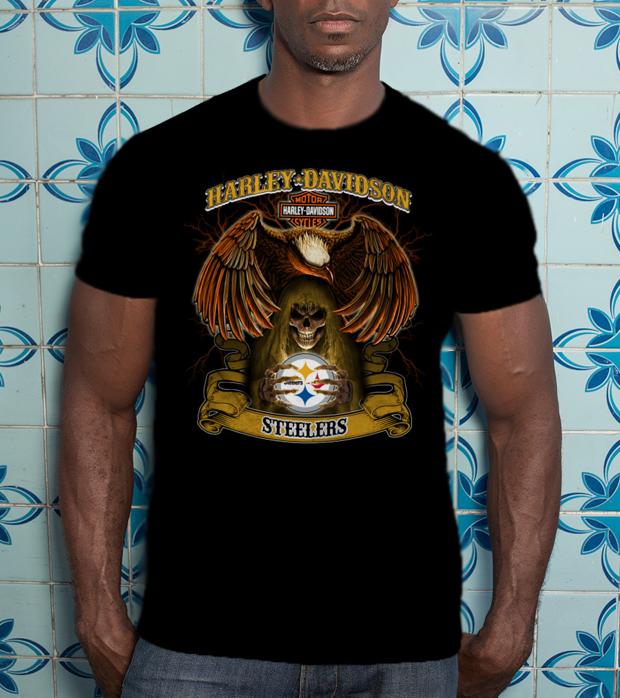 Harley Davidson Motorcycles Pittsburgh Steelers Nfl T-Shirt