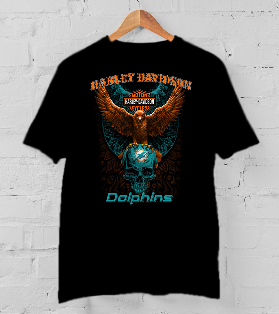 Harley Davidson Motor Cycles Miami Dolphins T-Shirt