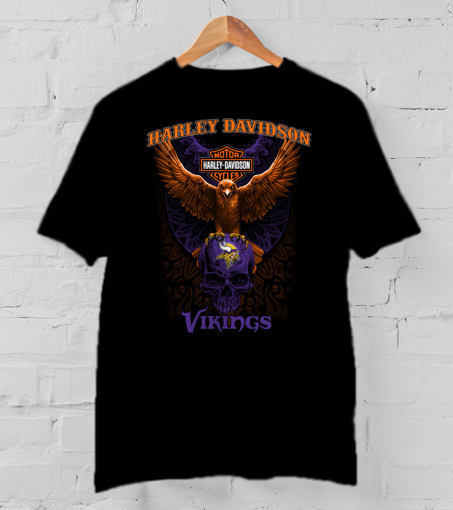 Harley Davidson Motorcycles Vikings Nfl T-Shirt