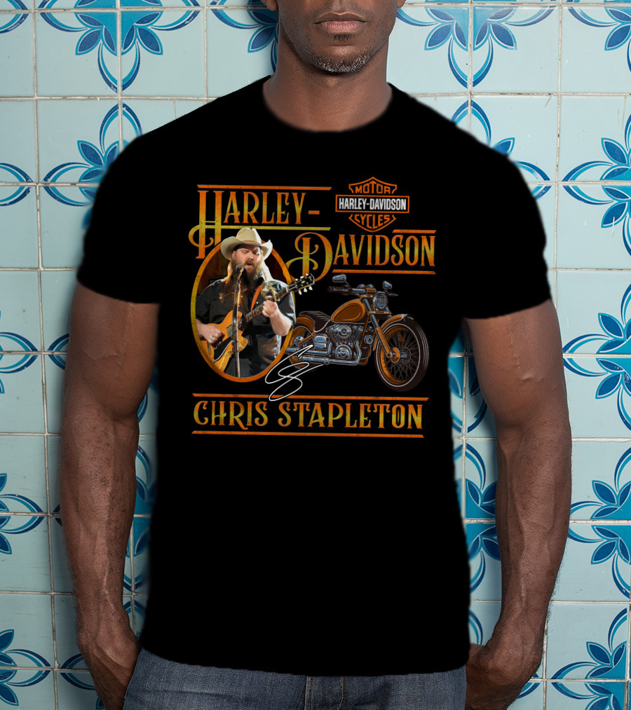 Harley Davidson Motor Cycles Chris Stapleton Guitar Motorcycle T-Shirt