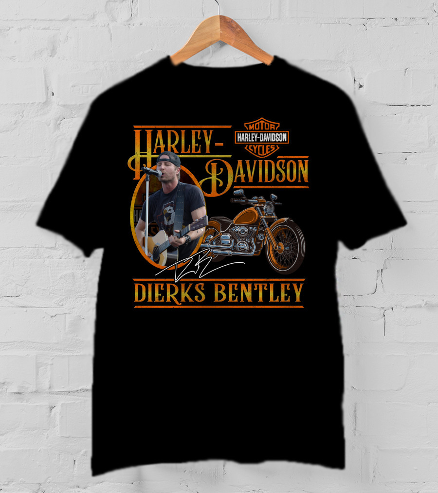 Harley Davidson Motor Cycles Dierks Bentley Signature And Motorcycle T-Shirt