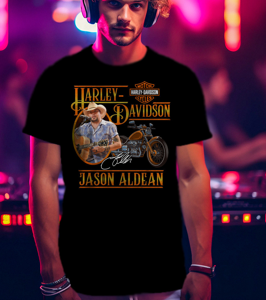 Jason Aldean Harley Davidson Motorcycles Signature T-Shirt