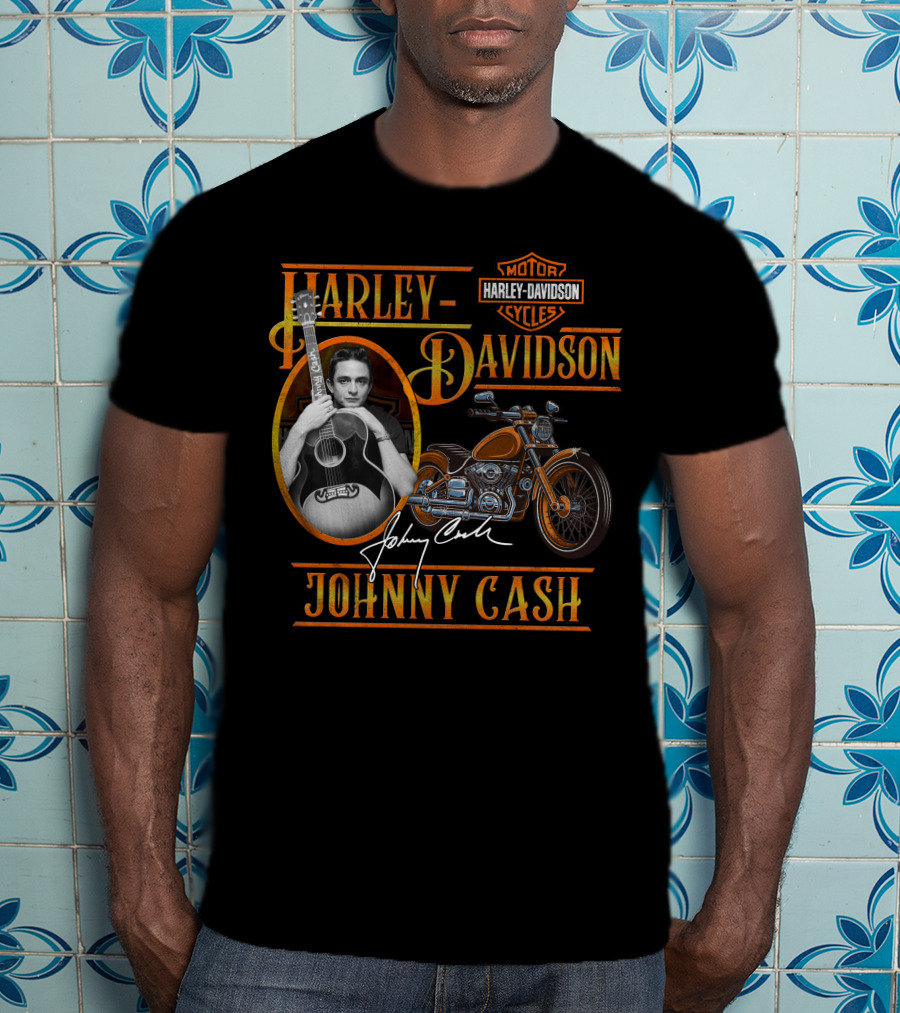 Johnny Cash Harley Davidson Motor Cycles T-Shirt