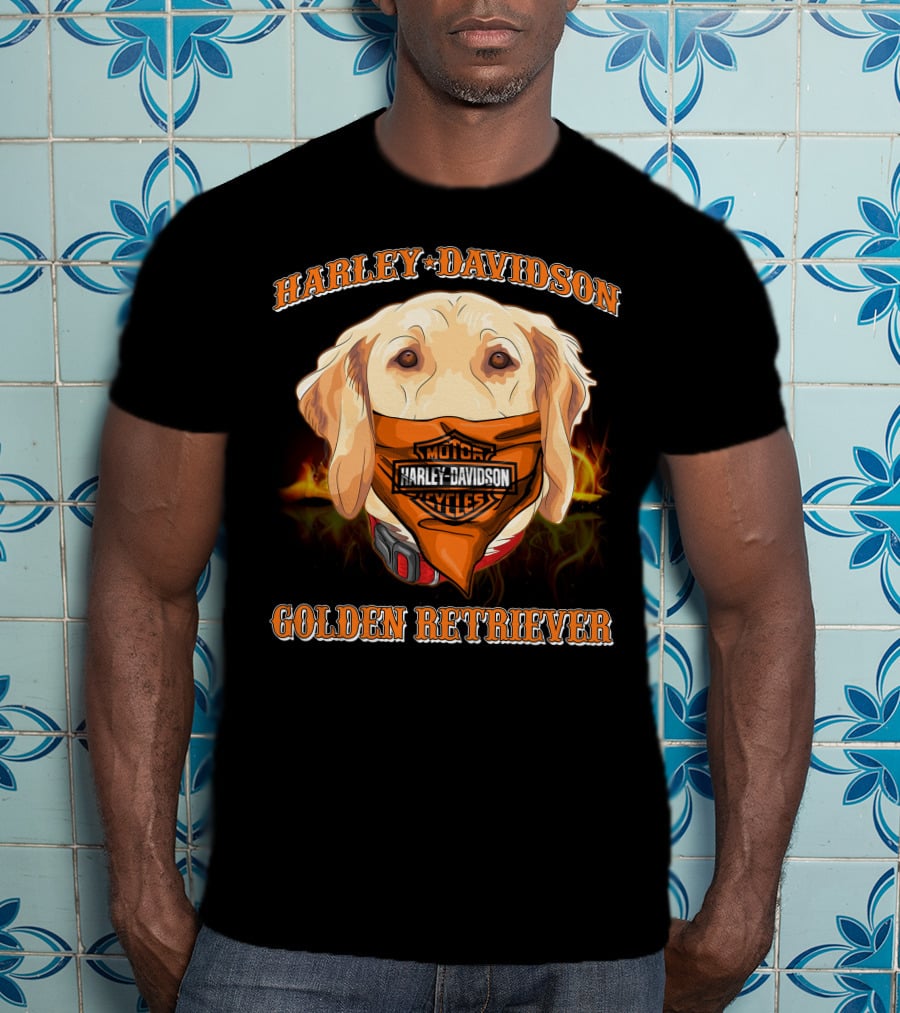 Harley Davidson Golden Retriever Bandana T-Shirt