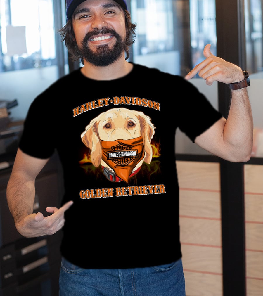 Harley Davidson Golden Retriever Bandana T-Shirt