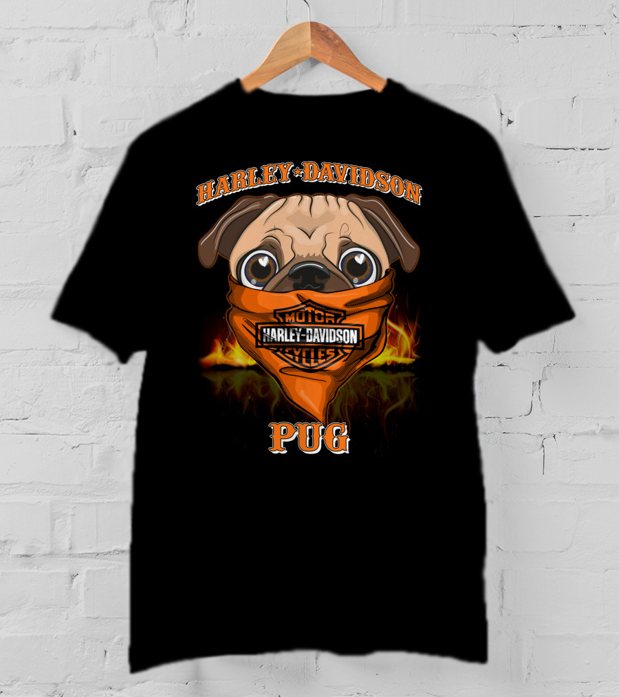 Harley Davidson Motor Cycles Pug T-Shirt