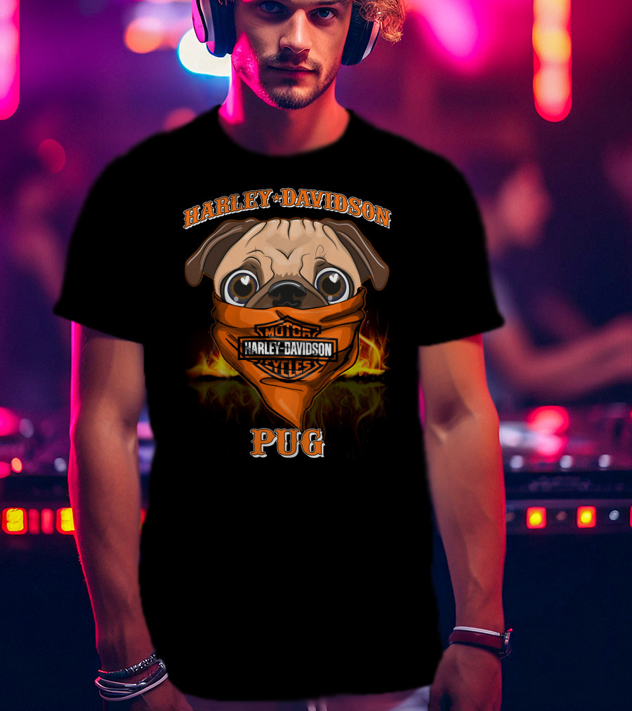 Harley Davidson Motor Cycles Pug T-Shirt