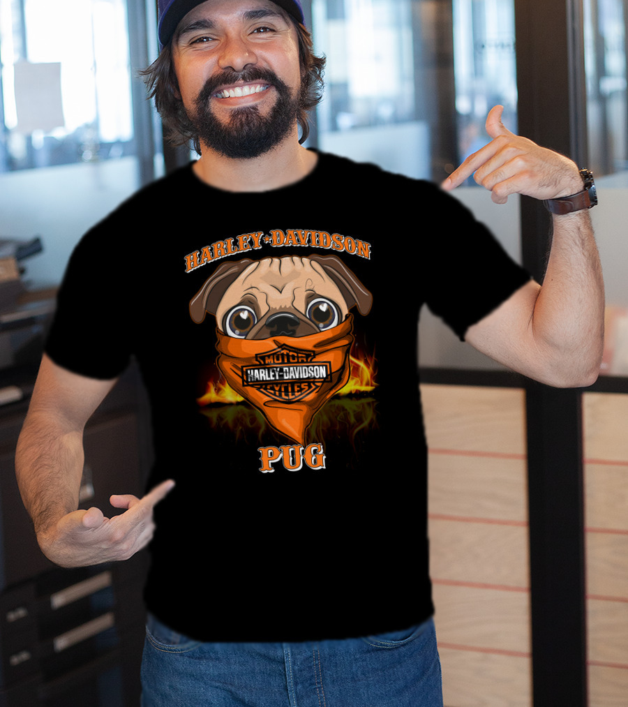 Harley Davidson Motor Cycles Pug T-Shirt
