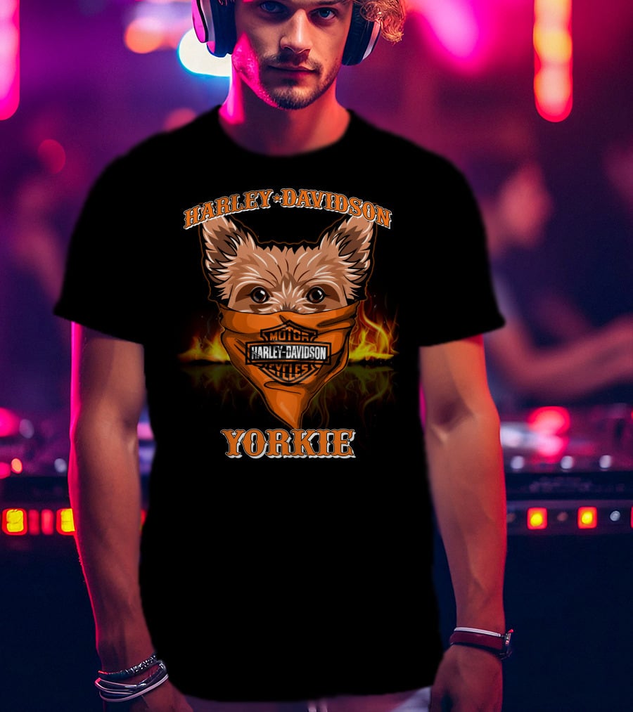 Harley Davidson Yorkie Motorcycles T-Shirt