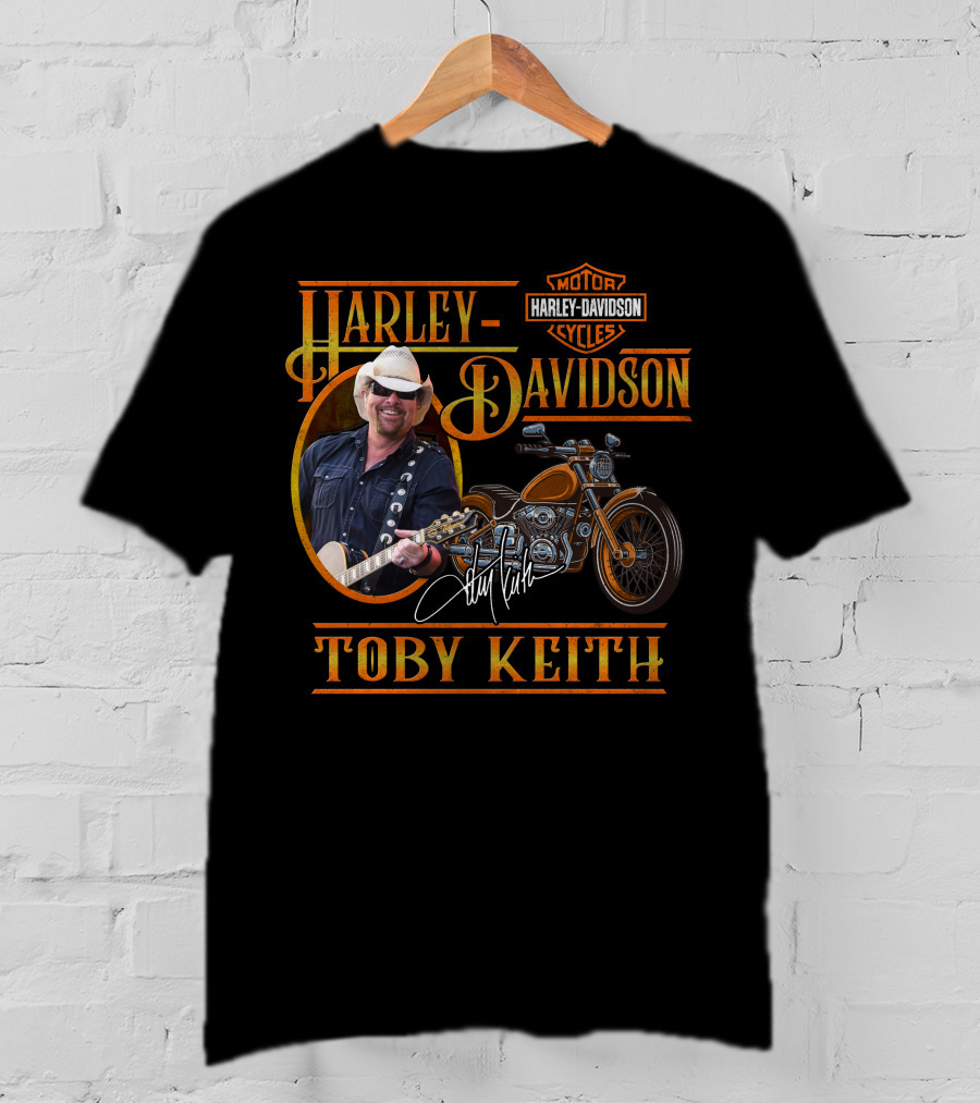 Harley Davidson Motor Cycles Toby Keith Signature Guitar And Motorcycle T-Shirt
