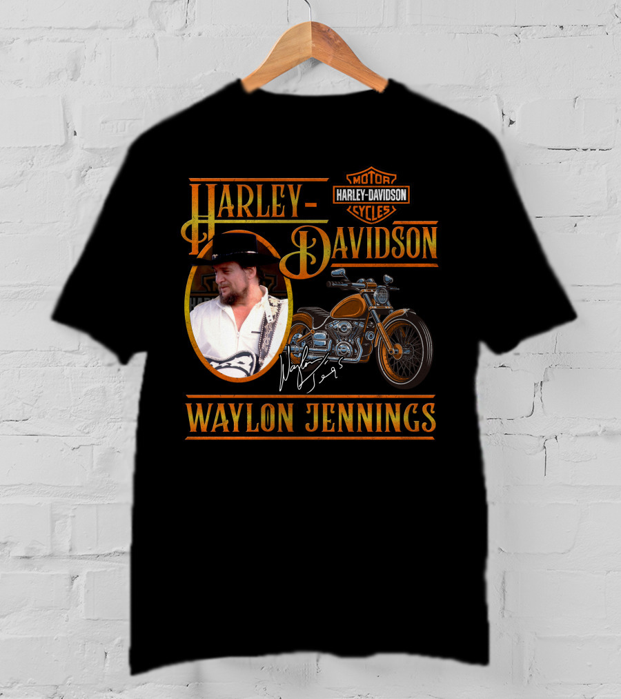 Waylon Jennings Harley Davidson Motor Cycles T-Shirt