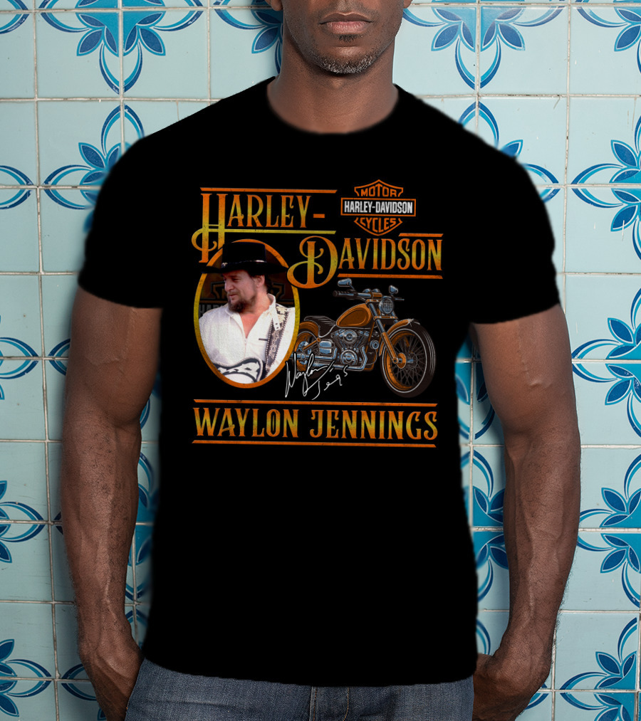 Waylon Jennings Harley Davidson Motor Cycles T-Shirt