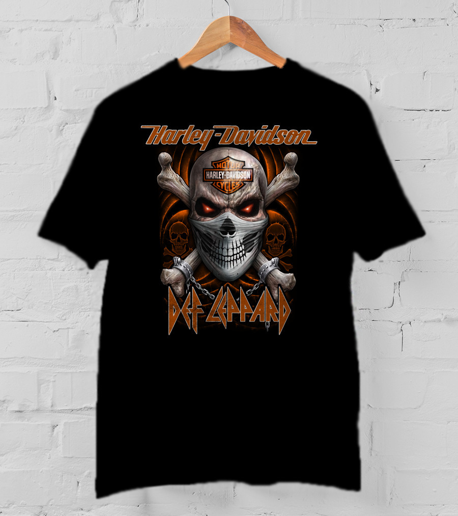 Harley Davidson Def Leppard Skull Motor Cycles T-Shirt