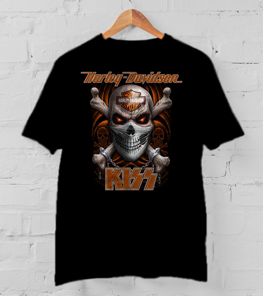 Harley Davidson Kiss Skull Motorcycles T-Shirt
