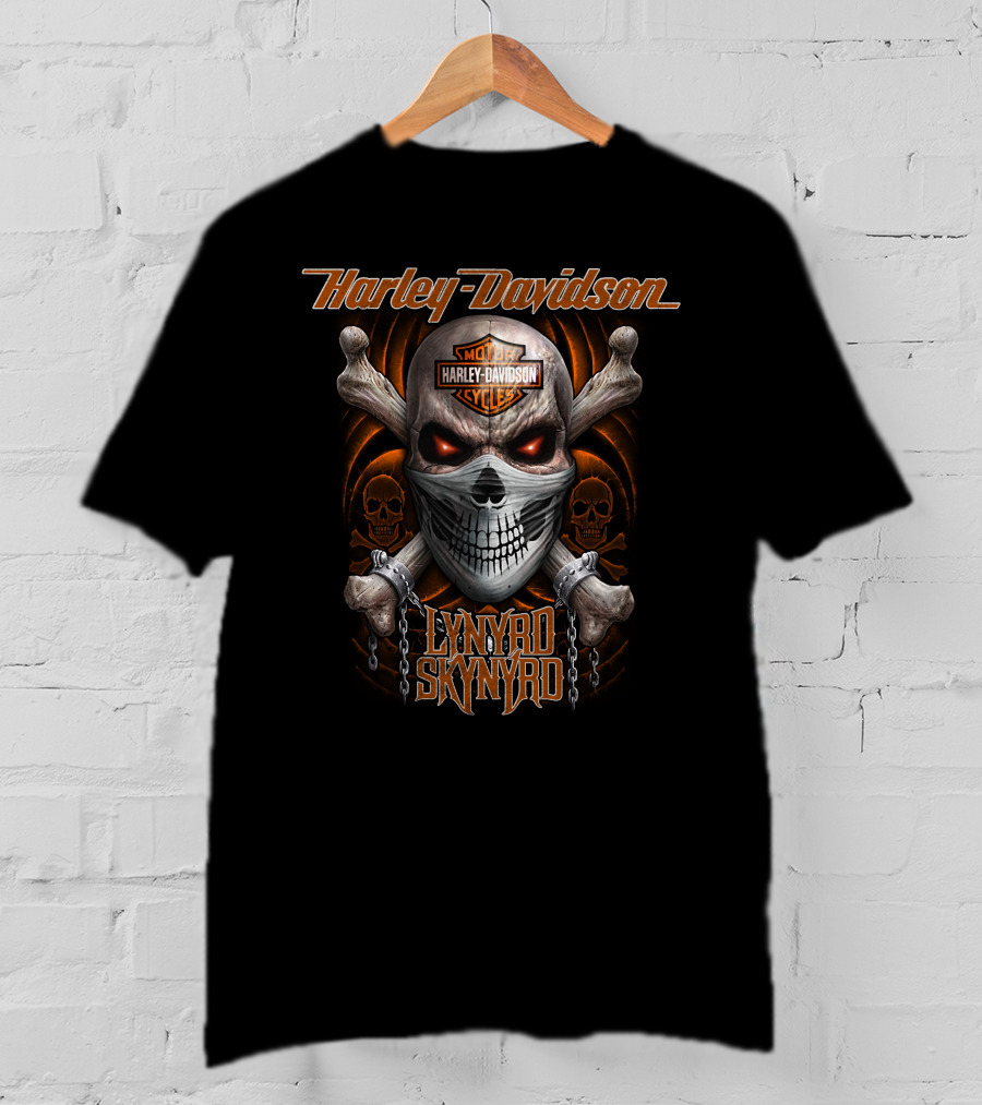 Harley Davidson Motor Cycles Lynyrd Skynyrd Skull T-Shirt