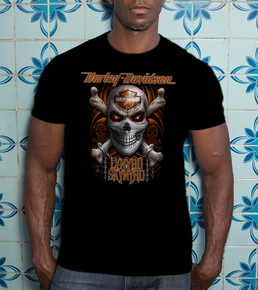 Harley Davidson Motor Cycles Lynyrd Skynyrd Skull T-Shirt