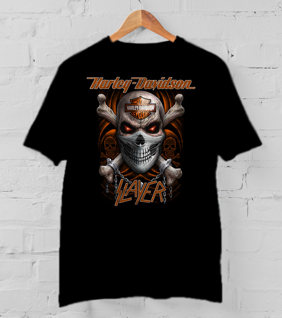 Harley Davidson Motor Cycles Slayer Skull Chains T-Shirt