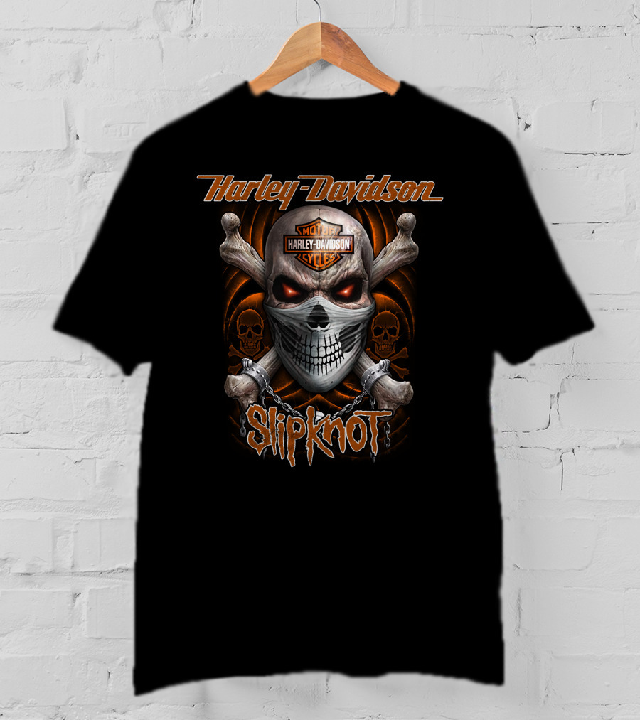 Slipknot Harley Davidson Skull And Crossbones T-Shirt