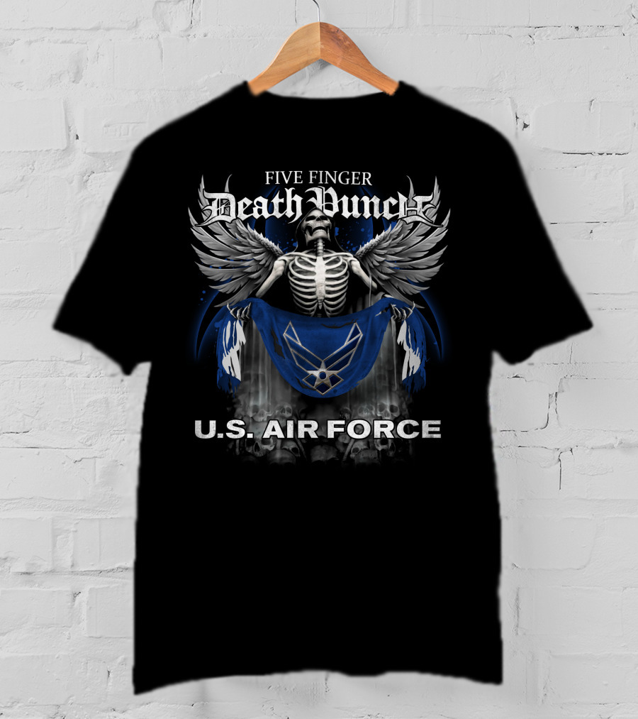 Five Finger Death Punch U.S. Air Force Skeleton With Wings And Flag T-Shirt