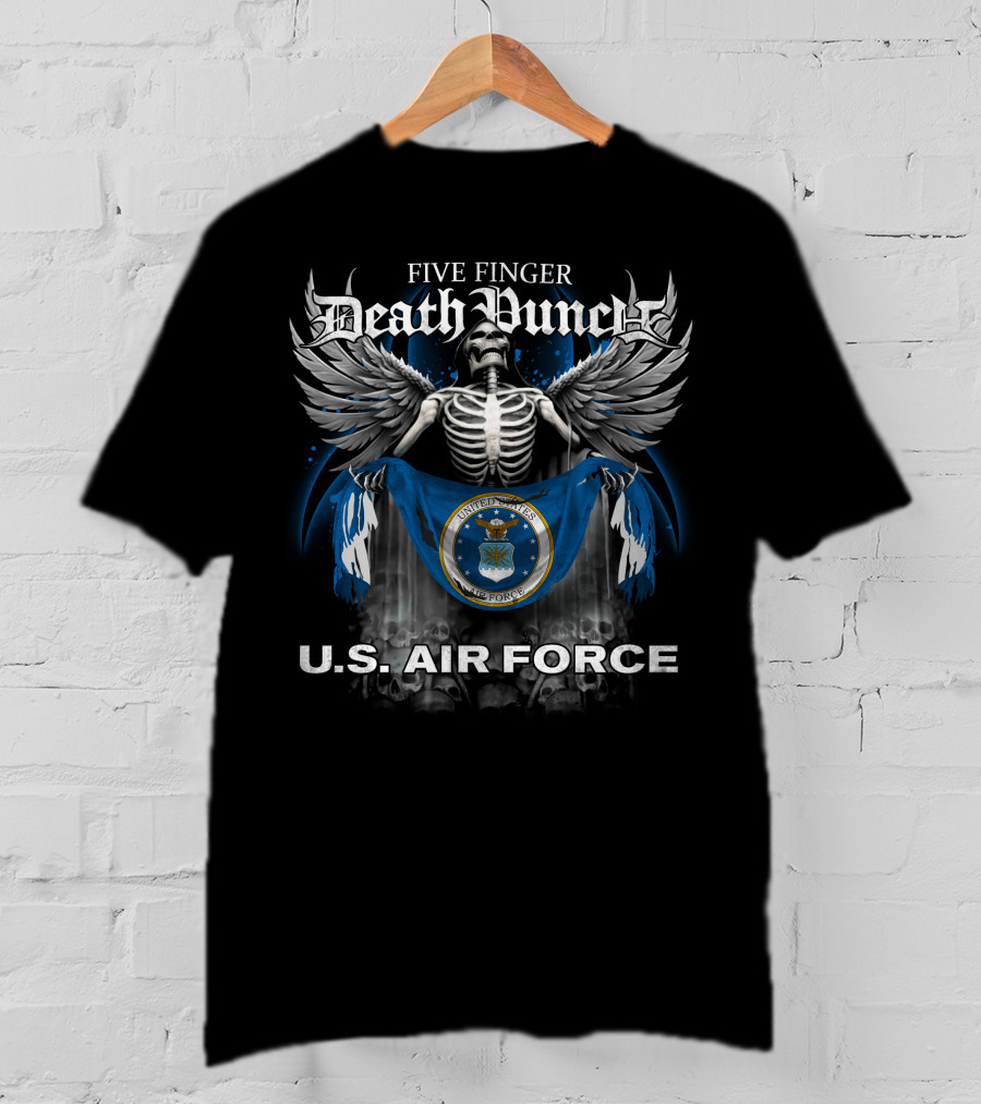 Five Finger Death Punch U.s. Air Force Skeleton Wings Flag T-Shirt