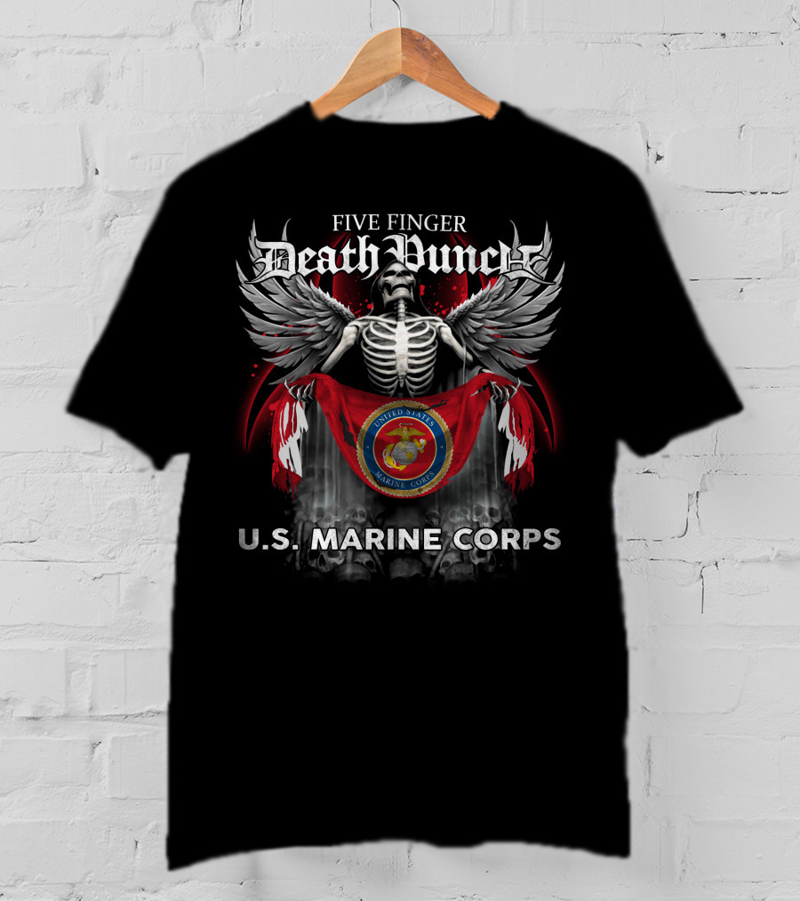 Five Finger Death Punch United States Marine Corps Skeleton Wings Emblem T-Shirt