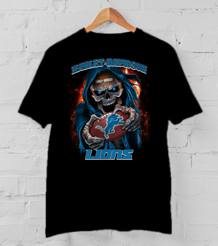 Harley Davidson Motor Cycles Skull Lions T-Shirt