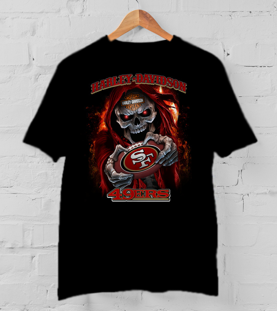 Harley Davidson 49ers Motor Cycles Skull T-Shirt