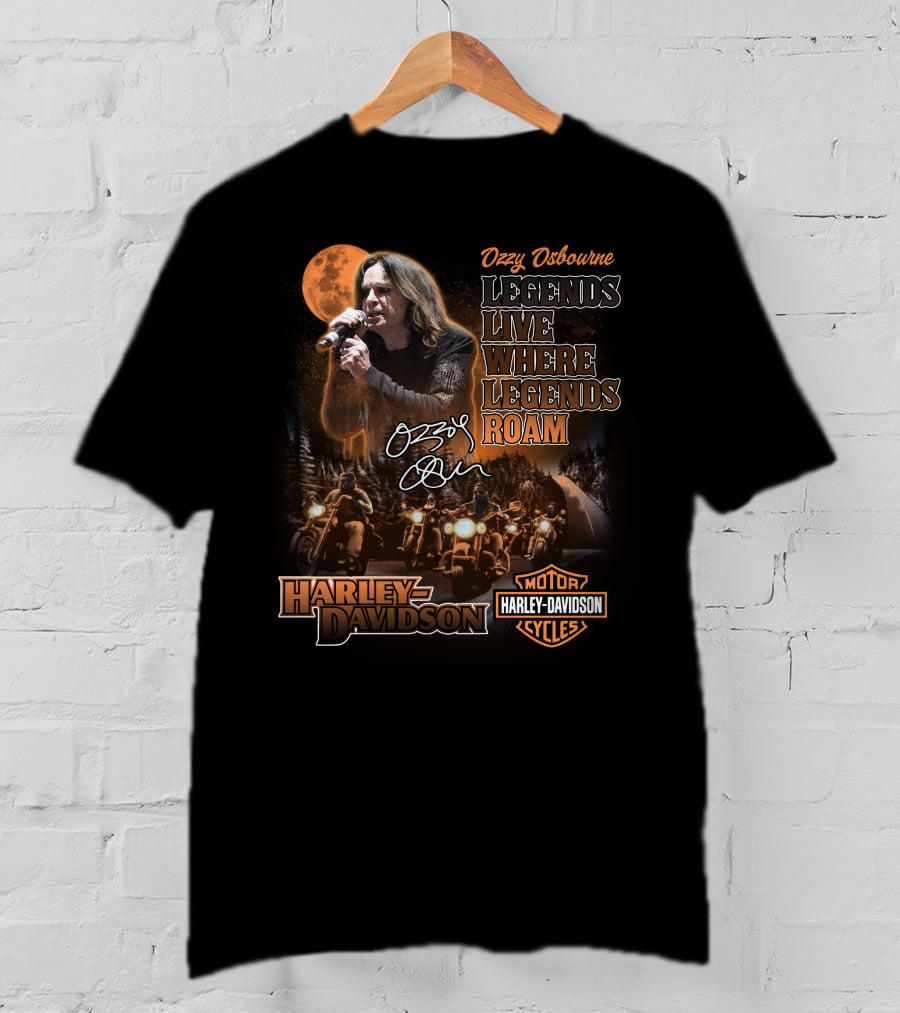 Ozzy Osbourne Legends Live Where Legends Roam Harley Davidson Motor Cycles T-Shirt