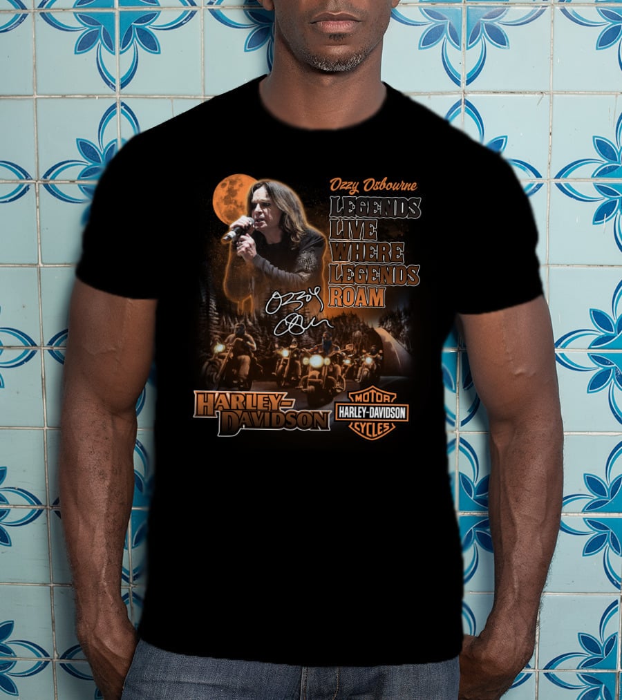 Ozzy Osbourne Legends Live Where Legends Roam Harley Davidson Motor Cycles T-Shirt