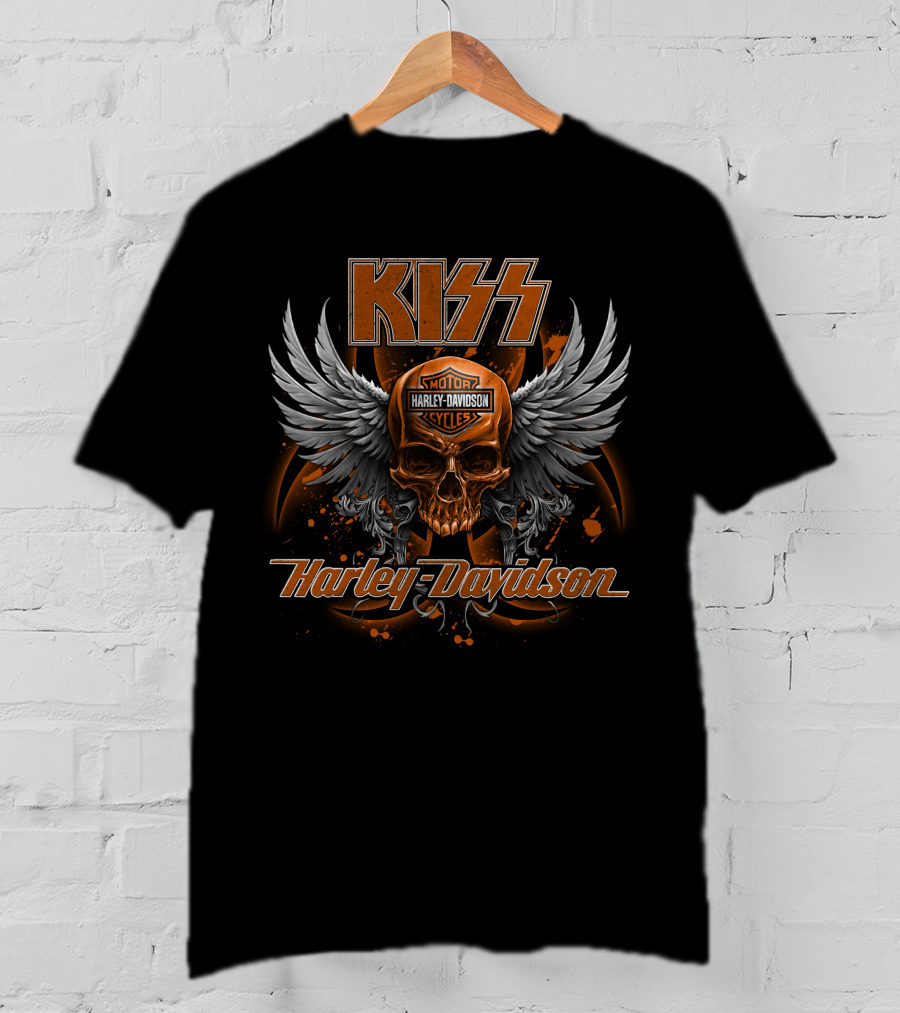 Kiss Harley Davidson Motorcycles Skull Wings T-Shirt