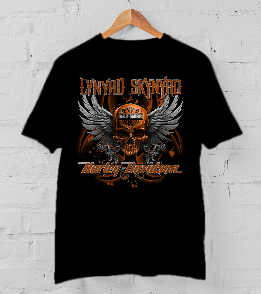 Lynyrd Skynyrd Harley Davidson Motorcycles Skull Wings T-Shirt