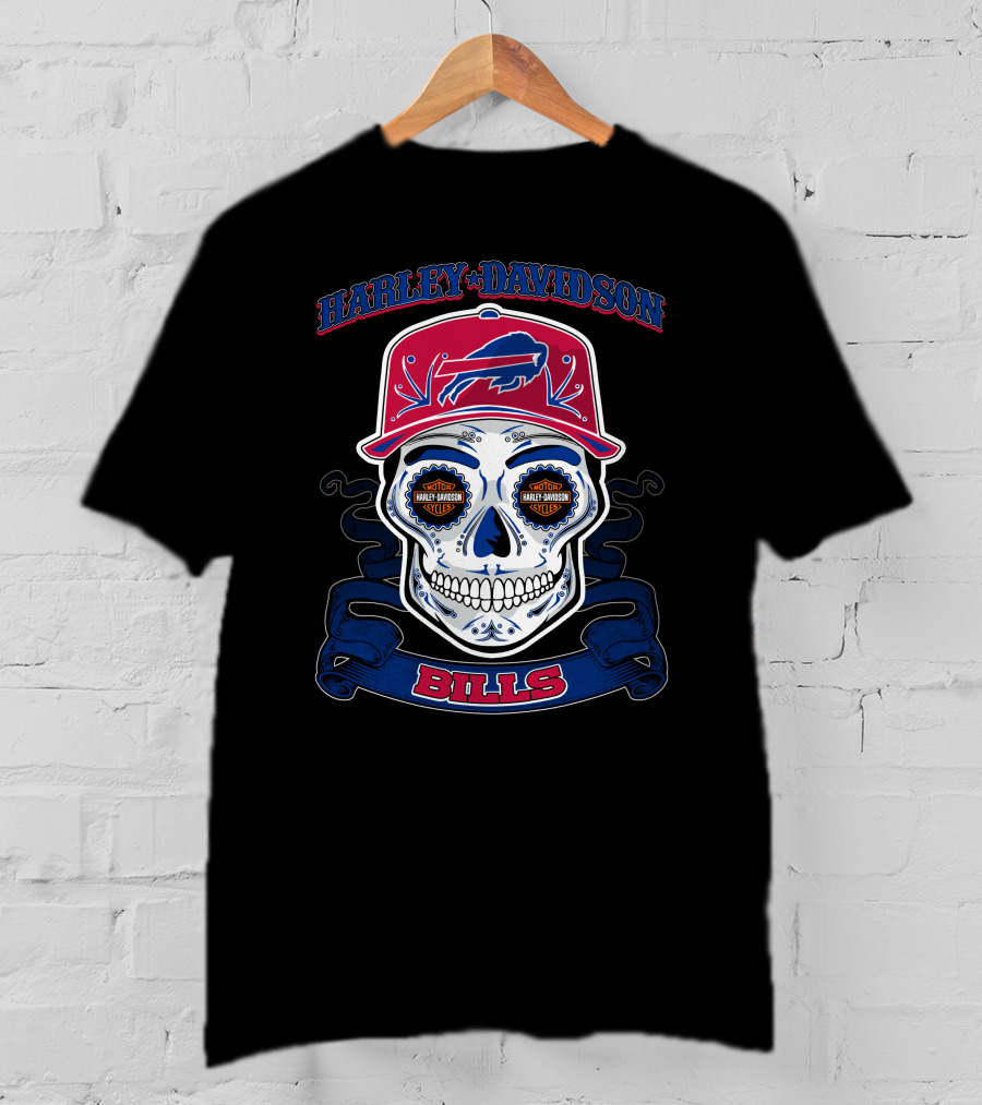 Harley Davidson Buffalo Bills Nfl Skull T-Shirt