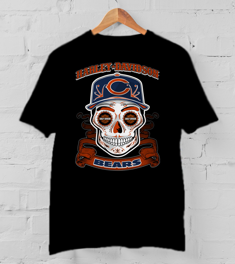 Harley Davidson Chicago Bears Skull Nfl T-Shirt