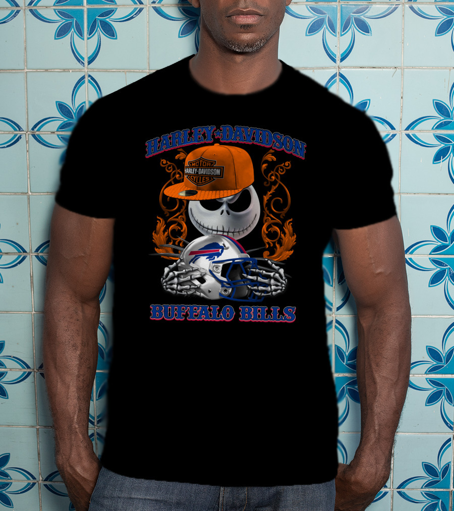 Harley Davidson Buffalo Bills Jack Skellington Nfl T-Shirt